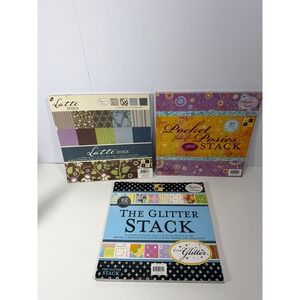 DCWV Premium Stacks 12x12 Paper Pads Glitter Latte Pocket Full of Posies Lot 3